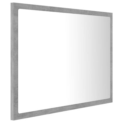 vidaXL LED kupaonsko ogledalo siva boja betona 60x8,5x37 cm akrilno