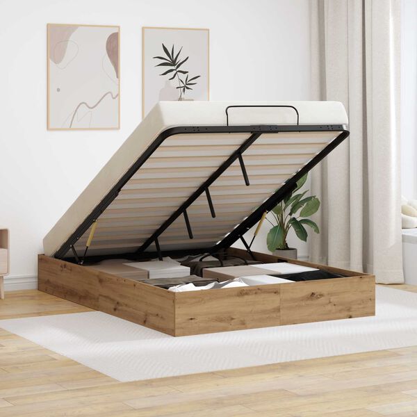 vidaXL Otomanski krevet s pohranom Umjetnički hrast 150 x 200 cm