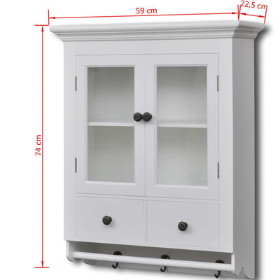 vidaXL Drveni kuhinjski zidni ormarić sa staklenim vratima bijeli