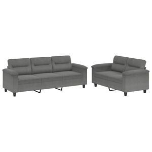 vidaXL 2-dijelni set sofa s jastucima tamnosivi od mikrovlakana