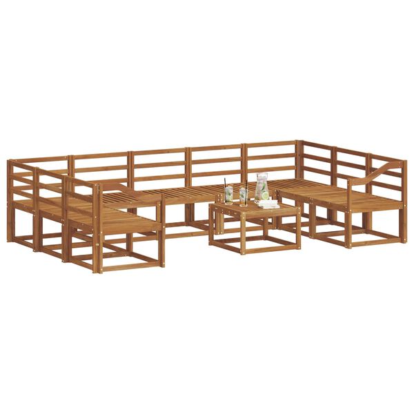 vidaXL Set vanjskih sofa 10 pcs Prirodna Čvrsto drvo akacije