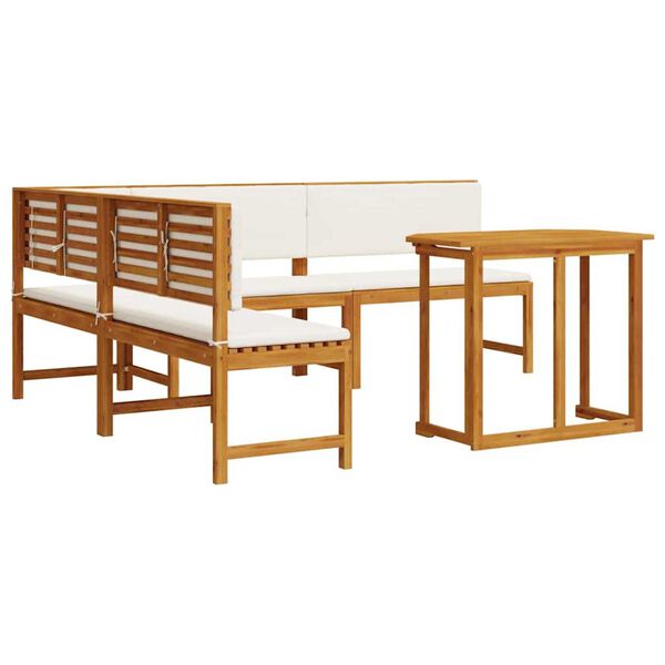 vidaXL Set vrtne klupe 4 pcs Smeđa Masivno bagremovo drvo