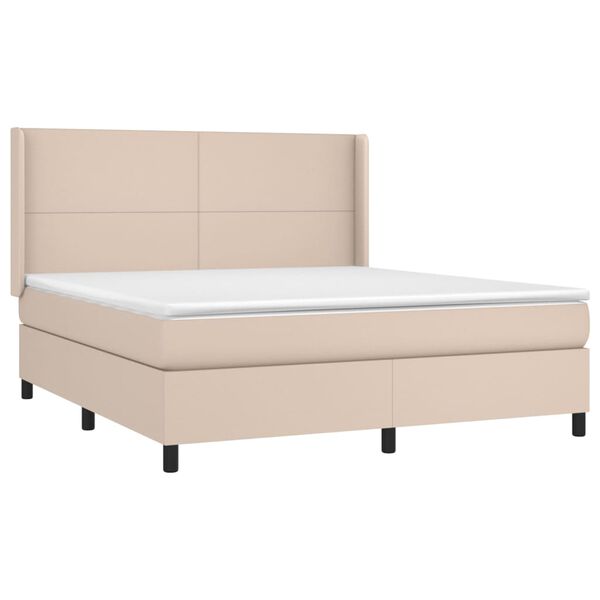 vidaXL Krevet box spring madrac LED cappuccino 160x200cm umjetna koža