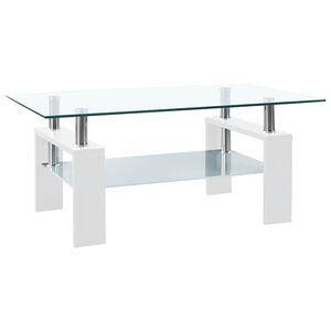 vidaXL Stolić za kavu bijeli i prozirni 95x55x40 cm od kaljenog stakla