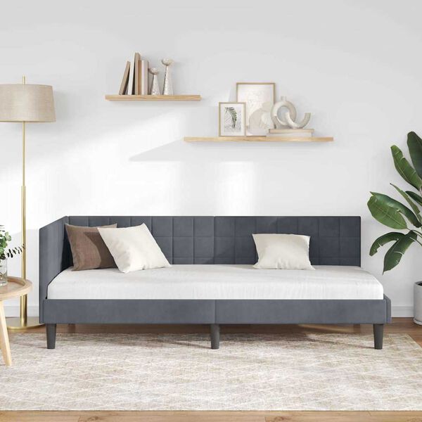 vidaXL Kutni okvir kreveta Tamno siva 80 cm x 200 cm Baršun