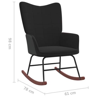 vidaXL Stolica za ljuljanje crna od baršuna i PVC-a