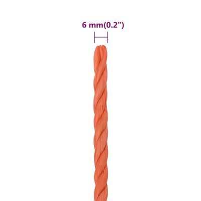 vidaXL Radno uže narančasti 6 mm 25 m od polipropilena
