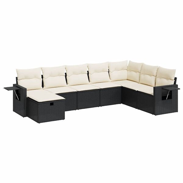 vidaXL 8-dijelni set vrtnih sofa od poliratana s jastucima crni