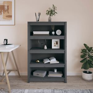 vidaXL Ormarić za knjige sivi 80x35x126 cm od masivne borovine