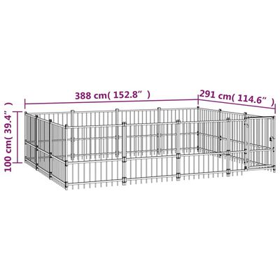 vidaXL Vanjski kavez za pse čelični 11,58 m²