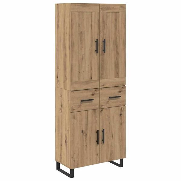 vidaXL Highboard Umjetnički hrast 69,5 x 34 x 180 cm Konstruirano drvo