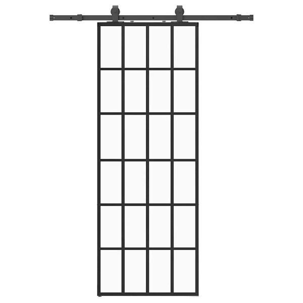 vidaXL Klizna vrata s priborom crna 76 x 205 cm od ESG stakla