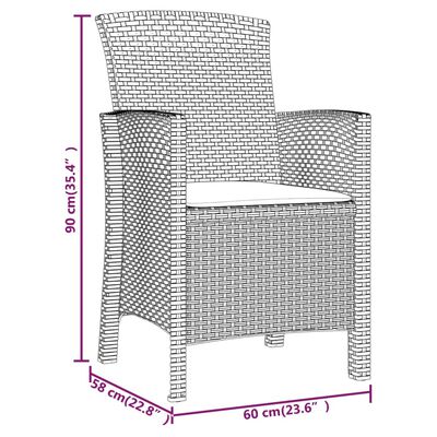 vidaXL Vrtne stolice 2 kom s jastucima PP ratan grafitna boja