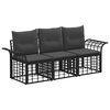 vidaXL Set vanjskih sofa s jastukom 3 pcs Crna i tamno siva Poliester