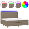vidaXL Krevet box spring s madracem LED smeđesivi 200x200 cm tkanina