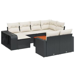 vidaXL 11-dijelni set vrtnih sofa od poliratana s jastucima crni