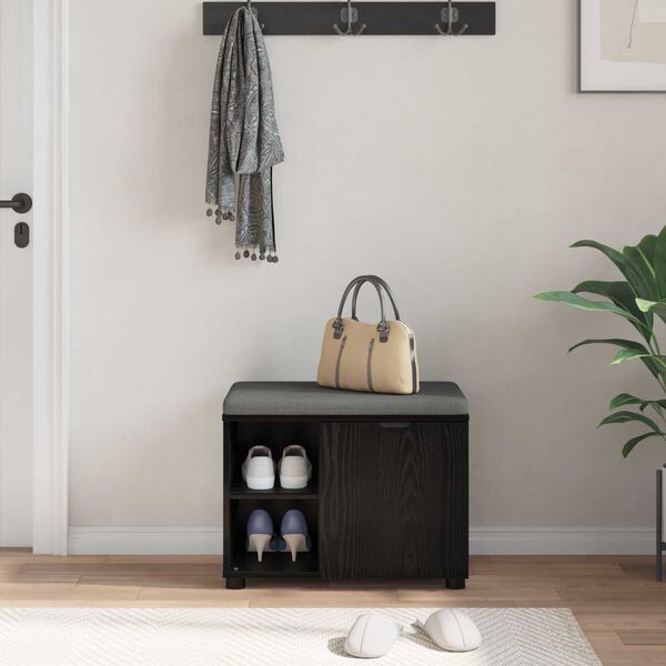 vidaXL Klupa za hodnik s jastukom Crni hrast 60 x 38 x 46 cm