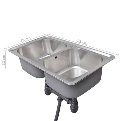 Kvadratni dupli kuhinjski sudoper od nehrđajućeg čelika