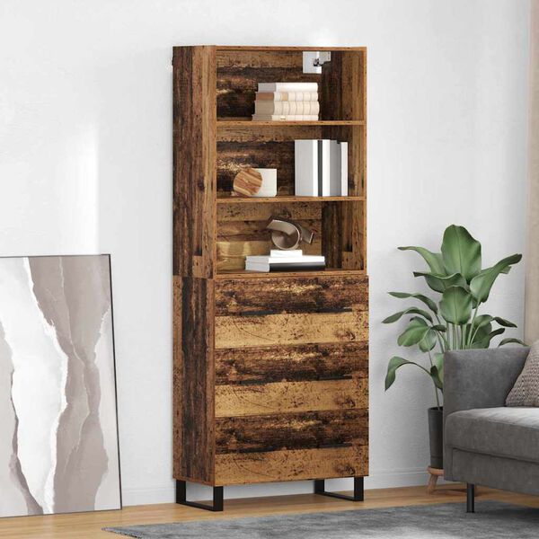 vidaXL Highboard Staro drvo 69,5 x 34 x 180 cm Konstruirano drvo