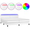 vidaXL Krevet box spring s madracem LED bijeli 200x200 cm umjetna koža