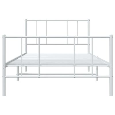 vidaXL Metalni okvir kreveta uzglavlje i podnožje bijeli 100x190 cm