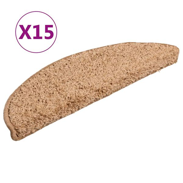 vidaXL Prostirke za stepenice 15 kom 56x17x3 cm bež poluokrugle