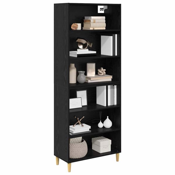 vidaXL Highboard Crni hrast 69,5 x 32,5 x 180 cm Konstruirano drvo