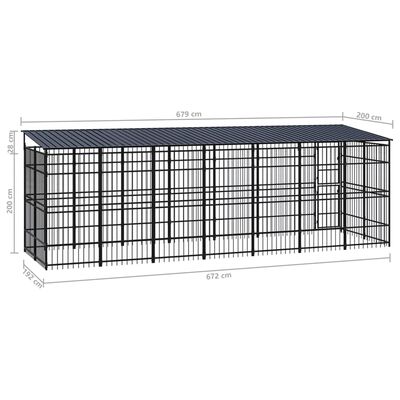 vidaXL Vanjski kavez za pse s krovom čelični 12,9 m²