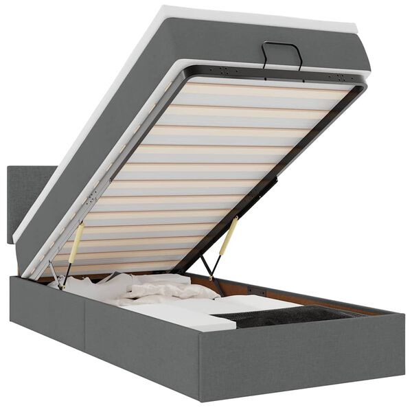 vidaXL Otomanski krevet s madracem tamnosivi 90x200 cm tkanine