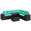 vidaXL 7-dijelni set vrtnih sofa s jastucima crni poliratana bagrem