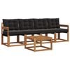vidaXL Set vanjskih sofa s jastukom 5 pcs Prirodna i crna