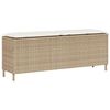 vidaXL Vrtna klupa s jastukom bež 110x30x40,5 cm poli ratan