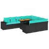 vidaXL 11-dijelni set vrtnih sofa od poliratana s jastucima crni