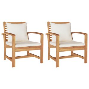 vidaXL Stolica 2 pcs Smeđa i krem 65 x 60 x 76,5 cm Čvrsto teak drvo
