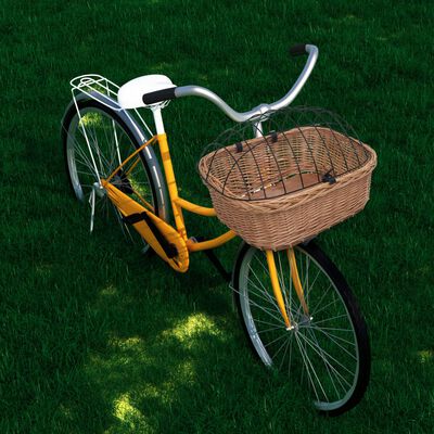 vidaXL Prednja košara za bicikl s poklopcem 50x45x35 cm prirodna vrba