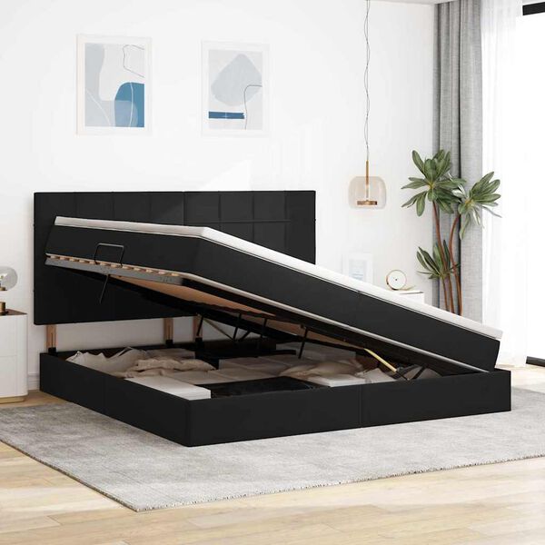 vidaXL Krevet s prostorom za pohranu s LED-om Crna 200 x 200 cm Baršun