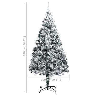 vidaXL Umjetno osvijetljeno božićno drvce s kuglicama zeleno 240cm PVC