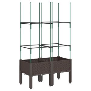 vidaXL Vrtna sadilica s re&scaron;etkom smeđa 80 x 40 x 142,5 cm PP