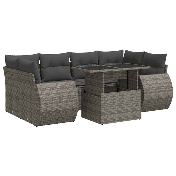 vidaXL 7-dijelni set vrtnih sofa sivi od poliratana