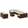 vidaXL 10-dijelni set vrtnih sofa od poliratana s jastucima smeđi