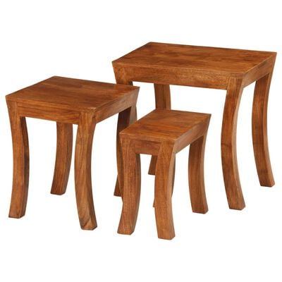 vidaXL Set uklapajućih stolića 3 kom 50x35x50 cm smeđi drvo bagrema