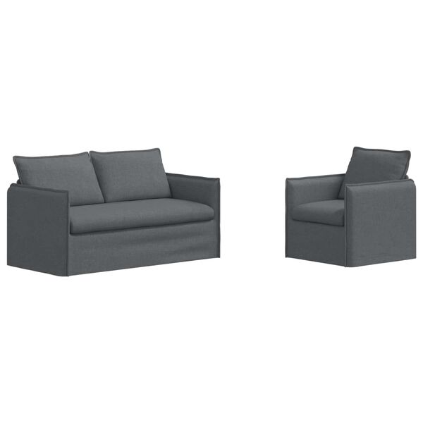 vidaXL Sofa 2 pcs Tamno siva 196 x 82 x 85 cm tkanina