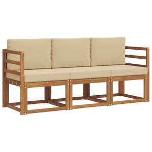 vidaXL Set vanjskih sofa s jastukom 3 pcs Prirodna i bež