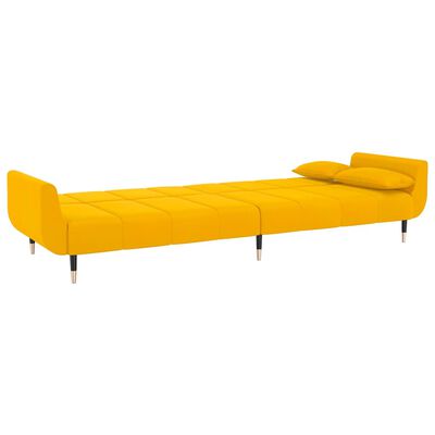 vidaXL Dvosjed na razvlačenje s tabureom i 2 jastuka žuti baršunasti