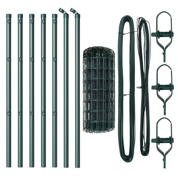 vidaXL Ograda s postovima Zelena 0,6 x 10 m Čelik i PVC