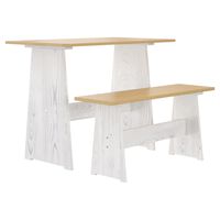 vidaXL Blagovaonski stol s klupom boja meda i bijeli masivna borovina