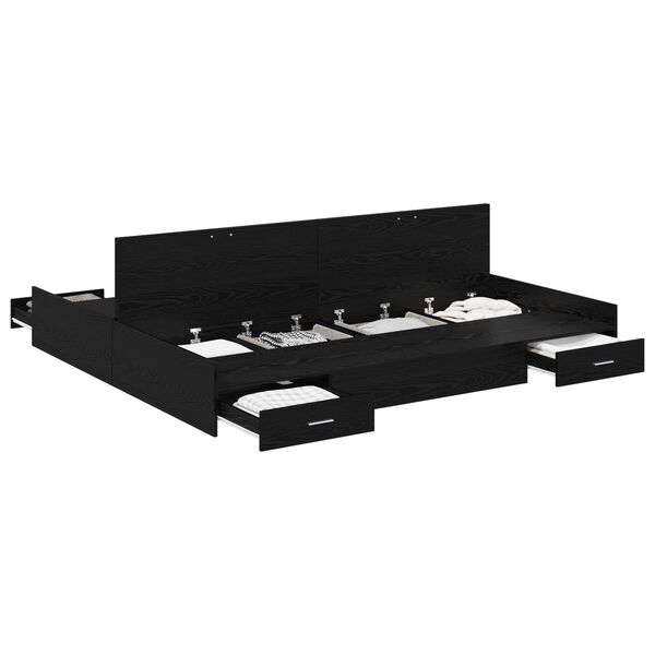 vidaXL Krevet s ladicama Crni hrast 200 x 200 cm Konstruirano drvo