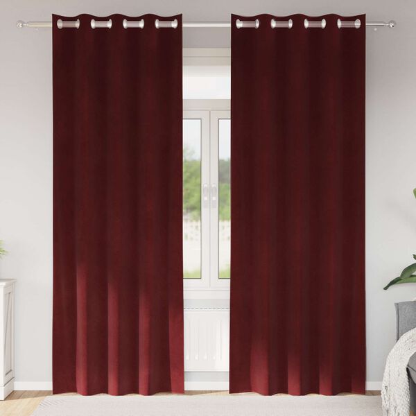 vidaXL Zavjese za zamračivanje 2 pcs Vinska crvena 140 x 225 cm Bar&scaron;un