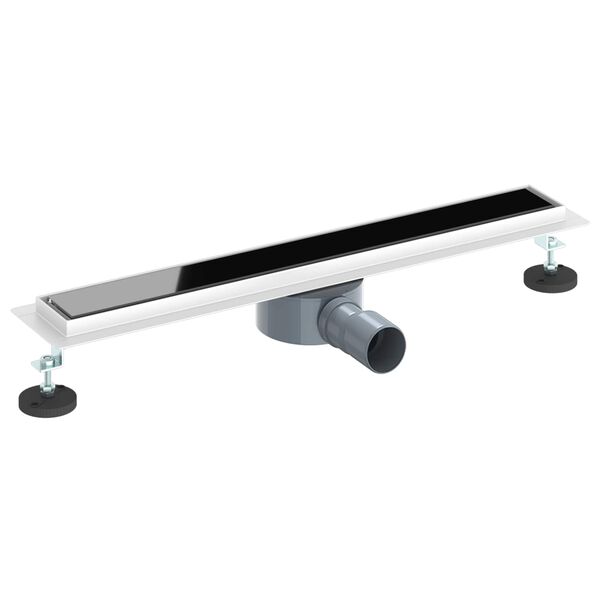 vidaXL Odvod za tu&scaron; s staklenim poklopcem i 360&deg; sifonom Crna 60 cm