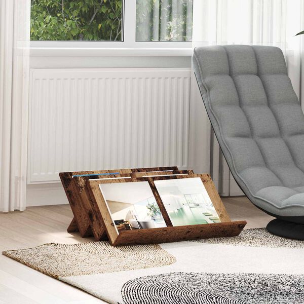 vidaXL Polica za časopise s policom Staro drvo 65 x 53 x 28,5 cm